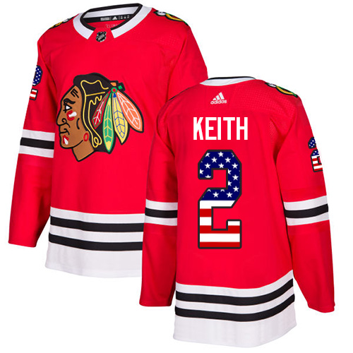 Kinder Chicago Blackhawks Eishockey Trikot Duncan Keith #2 Authentic Rot USA Flag Fashion